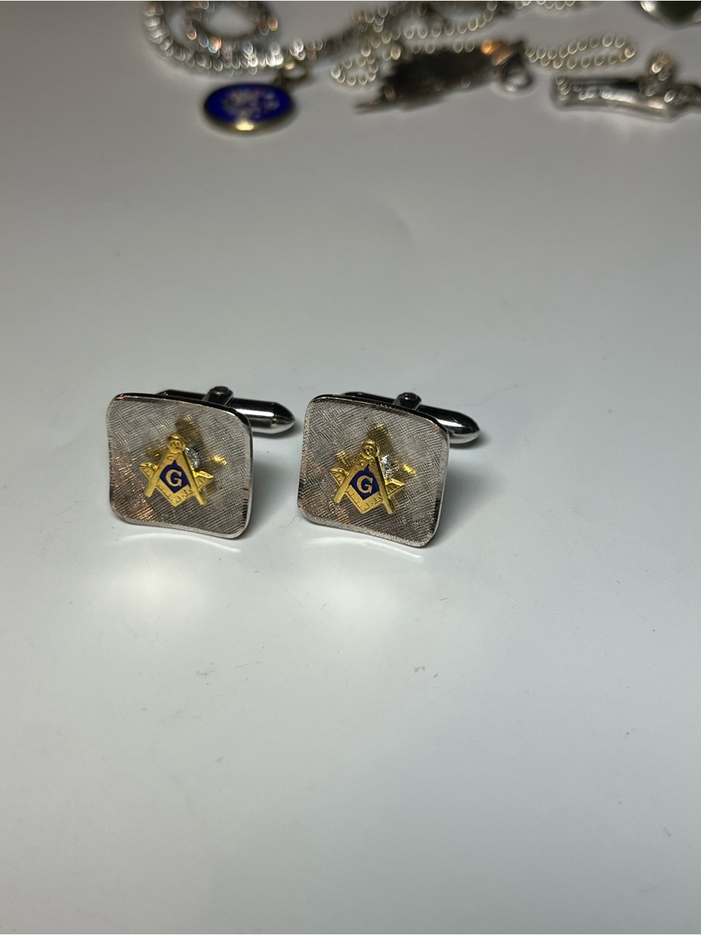 Sterling Silver and Gold Filled Masonic Square & Compass Cufflinks - Men's